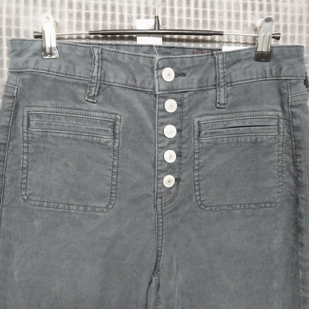 American Eagle Women Pants Super Hi-Rise‎ Flare Corduroy Button Fly 6 Gray Blue - Picture 8 of 15